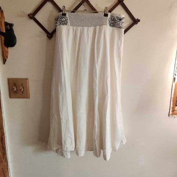 Nwt Free People Lotus Two Piece Set White Blue Embroidered Maxi Skirt Large L - Picture 7 of 13